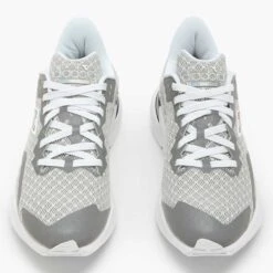 Diadora Women's Mythos BlushieldVolo 3 Glam Running Shoe - Silver DD/White - Regular (B) -PeakStride Sports Sales 101.179086 C1379 50 HR