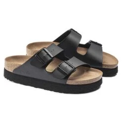 Birkenstock Arizona Platform Vegan - Birko Flor Black- Medium/Narrow 9 Birkenstock Arizona Platform Vegan - Birko Flor Black- Medium/Narrow -PeakStride Sports Sales 1018520 pair
