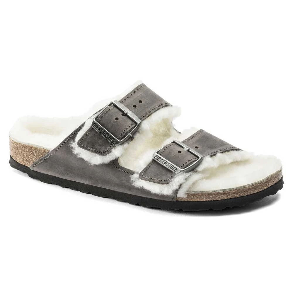 Birkenstock Arizona Shearling Sandals - Iron Natural- Medium/Narrow 1 Birkenstock Arizona Shearling Sandals - Iron Natural- Medium/Narrow