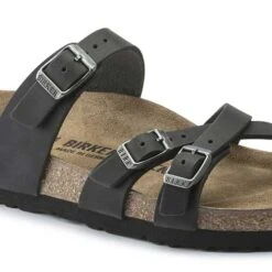 Birkenstock Women's Franca Oiled Leather Sandals- Black- Regular/Wide -PeakStride Sports Sales 1021203 detail 1