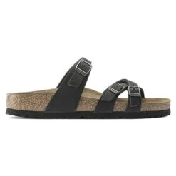 Birkenstock Women's Franca Oiled Leather Sandals- Black- Regular/Wide -PeakStride Sports Sales 1021203 side