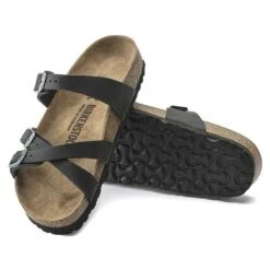 Birkenstock Women's Franca Oiled Leather Sandals- Black- Regular/Wide -PeakStride Sports Sales 1021203 sole