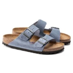 Birkenstock Arizona SFB Oil Leather Sandal - Dusty Blue - Regular/Wide -PeakStride Sports Sales 1022477 pair