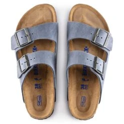 Birkenstock Arizona SFB Oil Leather Sandal - Dusty Blue - Regular/Wide -PeakStride Sports Sales 1022477 top