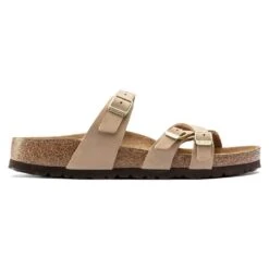 Birkenstock Women's Franca Nubuck Soft Footbed - Sandcastle- Regular/Wide -PeakStride Sports Sales 1022956 side