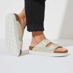 Birkenstock Women's Arizona Platform Sandal- Watercolor Pink- Medium/Narrow -PeakStride Sports Sales 1024597 f closeup f