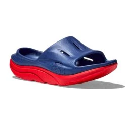 Hoka Unisex Ora Recovery Slide 3 - Bellwether Blue/Red Alert - Regular (D) -PeakStride Sports Sales 1135061 BBRA 6