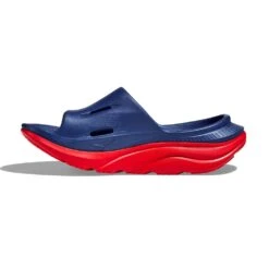 Hoka Unisex Ora Recovery Slide 3 - Bellwether Blue/Red Alert - Regular (D) -PeakStride Sports Sales 1135061 BBRA 8