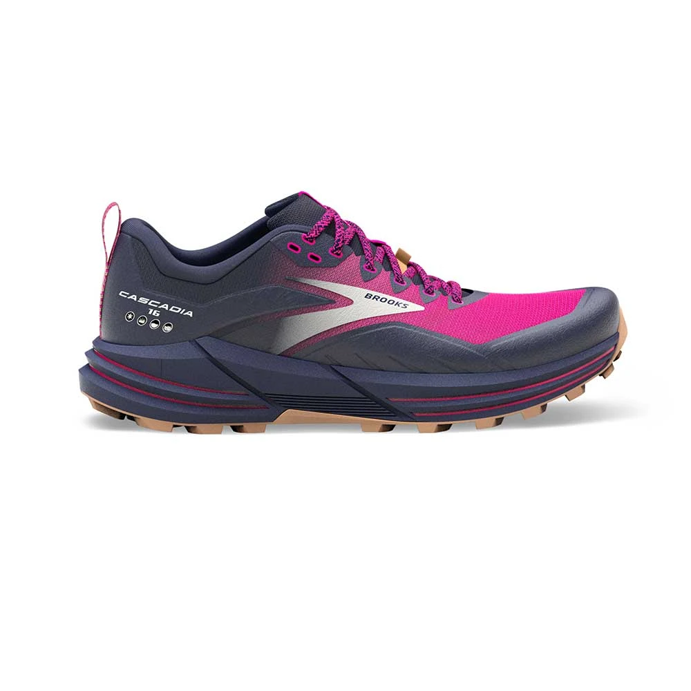 BROOKS Women's Cascadia 16 Trail Running Shoe - Peacoat/Pink/Biscuit - Regular (B) 1 BROOKS Women's Cascadia 16 Trail Running Shoe - Peacoat/Pink/Biscuit - Regular (B)