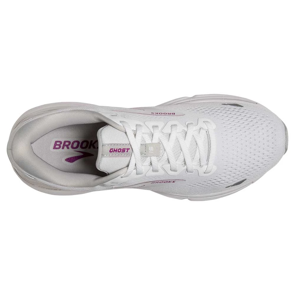 BROOKS Women's Ghost 15 - White/Oyster/Viola 5 BROOKS Women's Ghost 15 - White/Oyster/Viola - Image 5