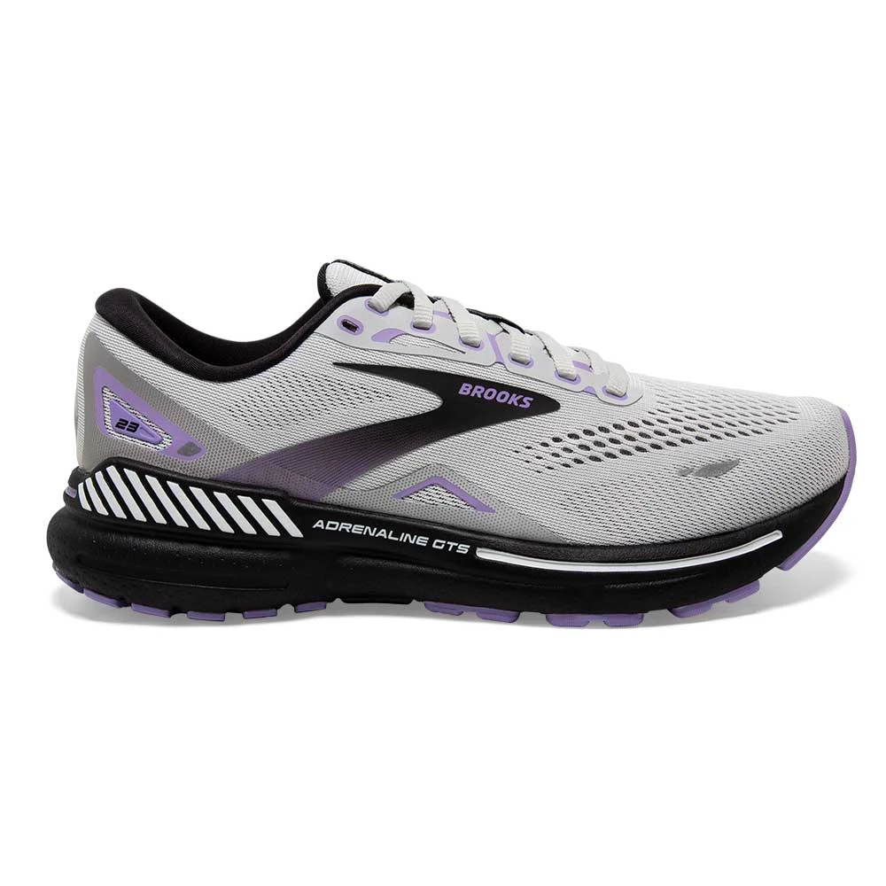 BROOKS Women's Adrenaline GTS 23 Running Shoe - Grey/Black/Purple- Regular (B) 1 BROOKS Women's Adrenaline GTS 23 Running Shoe - Grey/Black/Purple- Regular (B)