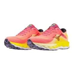 Mizuno Women's Wave Sky 7 Running Shoe - High/Vis Pink/Ombre Blue - Regular (B) -PeakStride Sports Sales 411413 1VRE 09