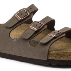 Birkenstock Women's Florida Soft Footbed Mocha Birko-Flor Nubuck Sandal- Regular/Wide -PeakStride Sports Sales 53881 detail 1