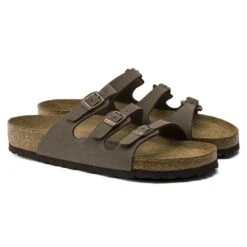 Birkenstock Women's Florida Soft Footbed Mocha Birko-Flor Nubuck Sandal- Regular/Wide -PeakStride Sports Sales 53881 pair