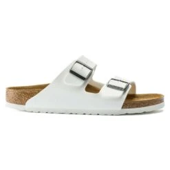 Birkenstock Women's Arizona Birko Flor Sandal- White- Medium/Narrow 7 Birkenstock Women's Arizona Birko Flor Sandal- White- Medium/Narrow -PeakStride Sports Sales 552683 side