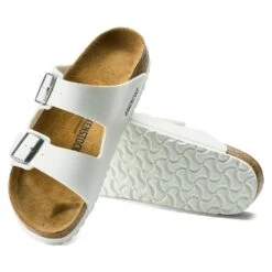 Birkenstock Women's Arizona Birko Flor Sandal- White- Medium/Narrow 8 Birkenstock Women's Arizona Birko Flor Sandal- White- Medium/Narrow -PeakStride Sports Sales 552683 sole