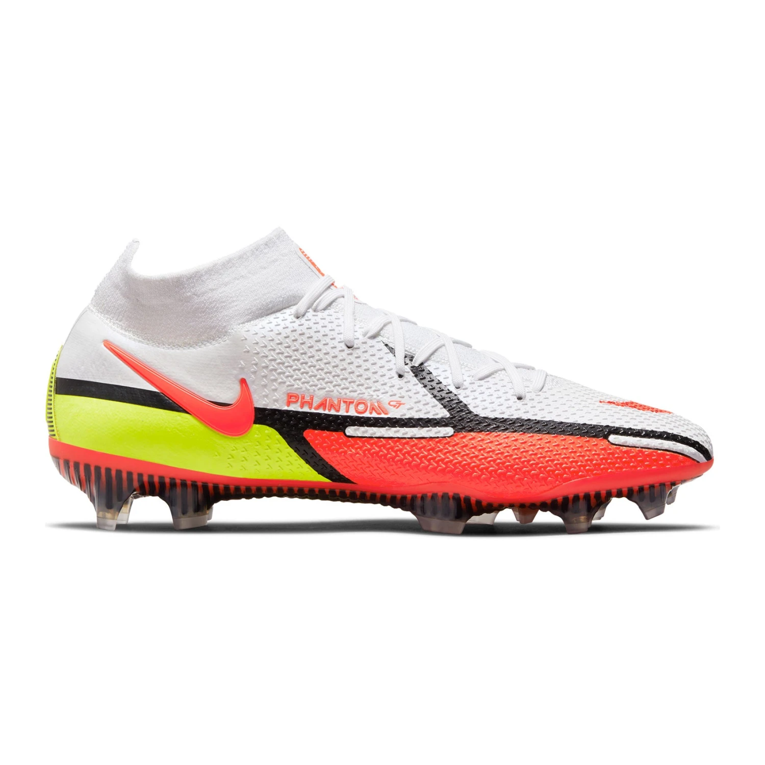 Nike Unisex Phantom GT2 Elite Dynamic Fit FG Soccer Shoes - White/Bright Crimson/Volt - Regular (D) 1 Nike Unisex Phantom GT2 Elite Dynamic Fit FG Soccer Shoes - White/Bright Crimson/Volt - Regular (D)
