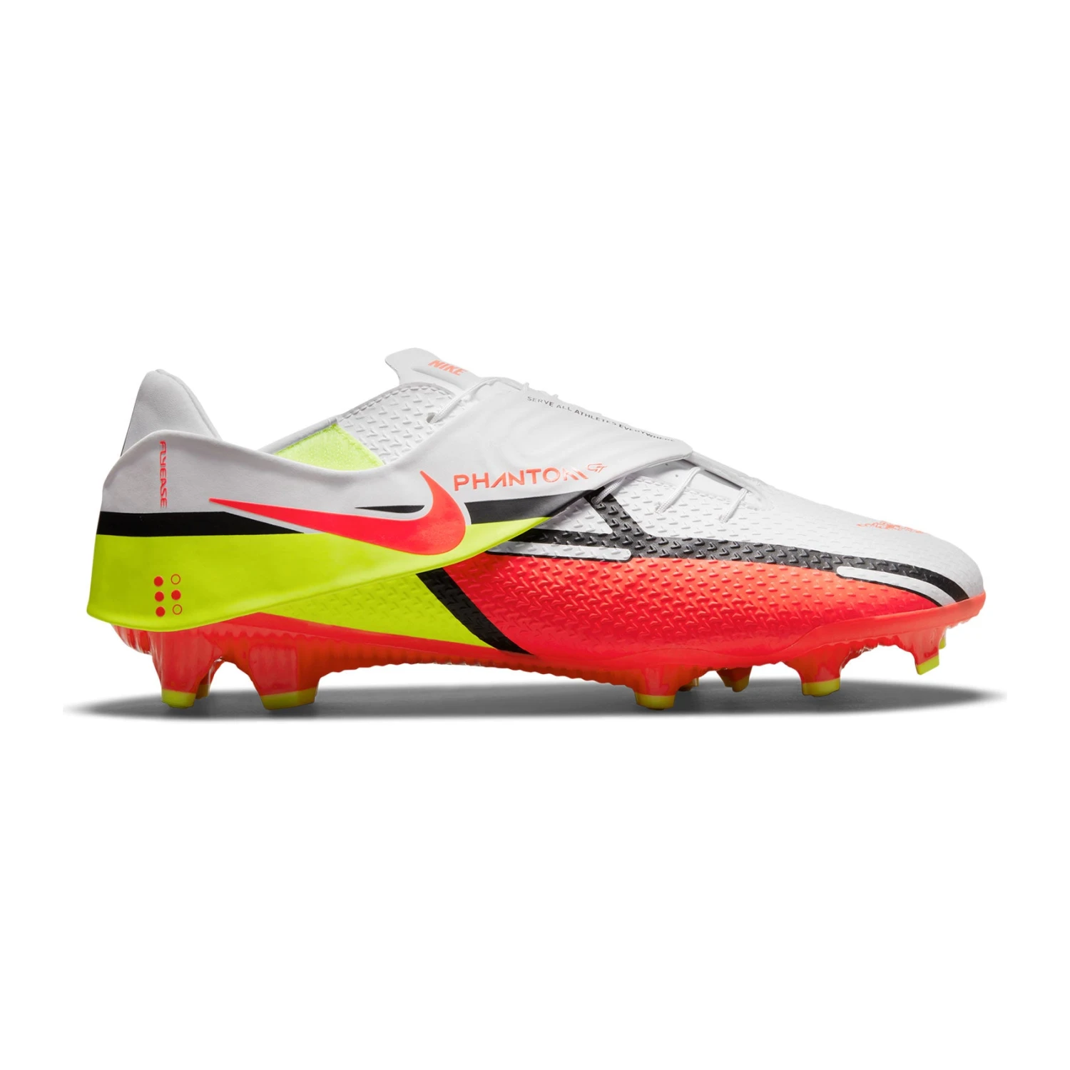 Nike Unisex Phantom GT2 Academy Flyease FG/MG Soccer Shoe - White/Bright Crimson/Volt 1 Nike Unisex Phantom GT2 Academy Flyease FG/MG Soccer Shoe - White/Bright Crimson/Volt