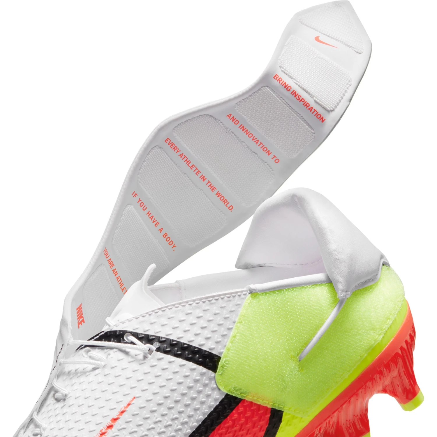 Nike Unisex Phantom GT2 Academy Flyease FG/MG Soccer Shoe - White/Bright Crimson/Volt 9 Nike Unisex Phantom GT2 Academy Flyease FG/MG Soccer Shoe - White/Bright Crimson/Volt - Image 9