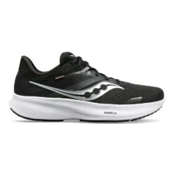 Saucony Women's Ride 16 Running Shoe - Black/White - Wide (D)