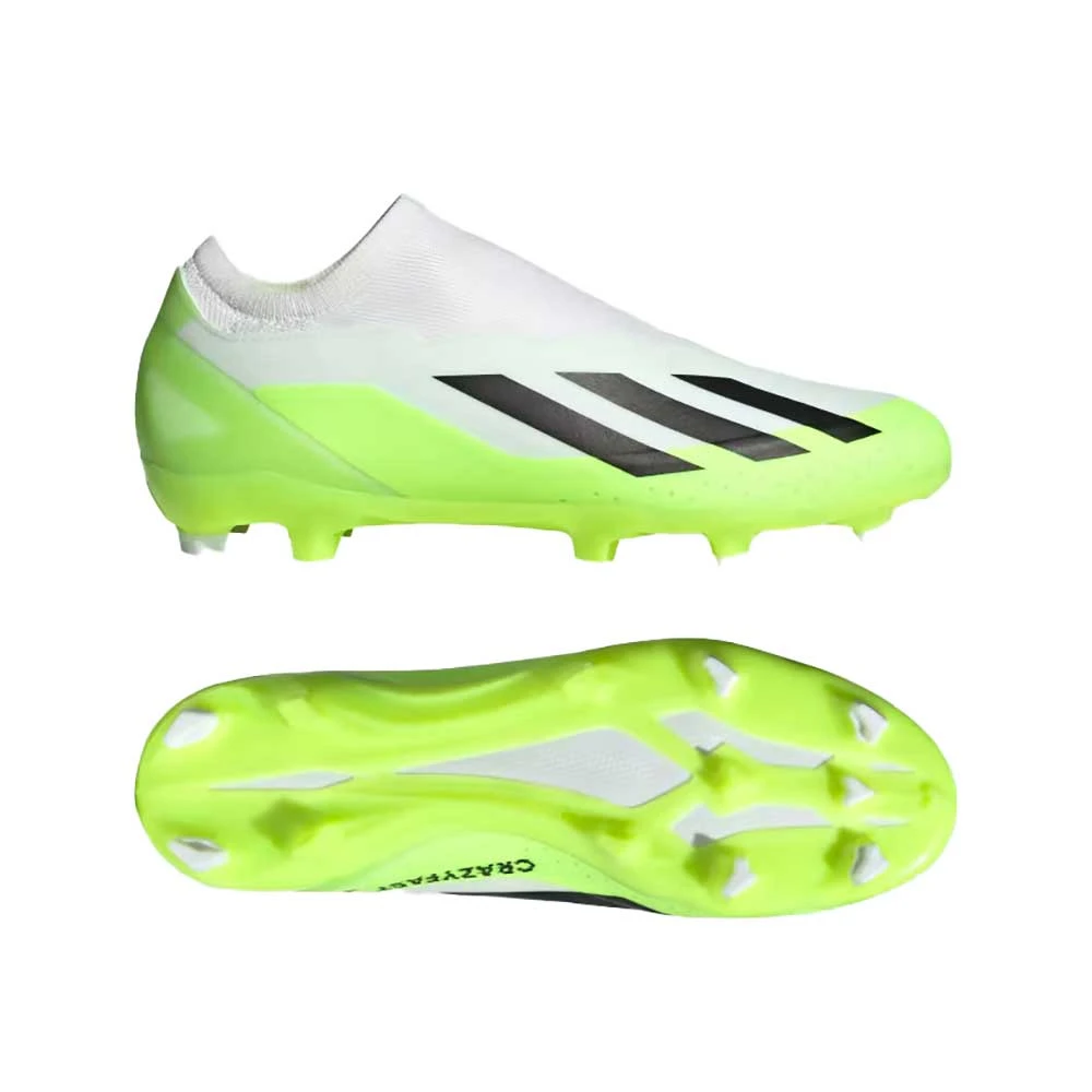 ADIDAS Unisex X Crazyfast .3 Laceless FG Soccer Cleat - Cloud White / Core Black / Lucid Lemon- Regular (D) 9 ADIDAS Unisex X Crazyfast .3 Laceless FG Soccer Cleat - Cloud White / Core Black / Lucid Lemon- Regular (D) - Image 9